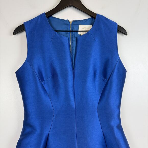 Kate Spade New York Blue Satin Shine Fit & Flare Mini Blue w Pockets - 8 - Picture 2 of 9